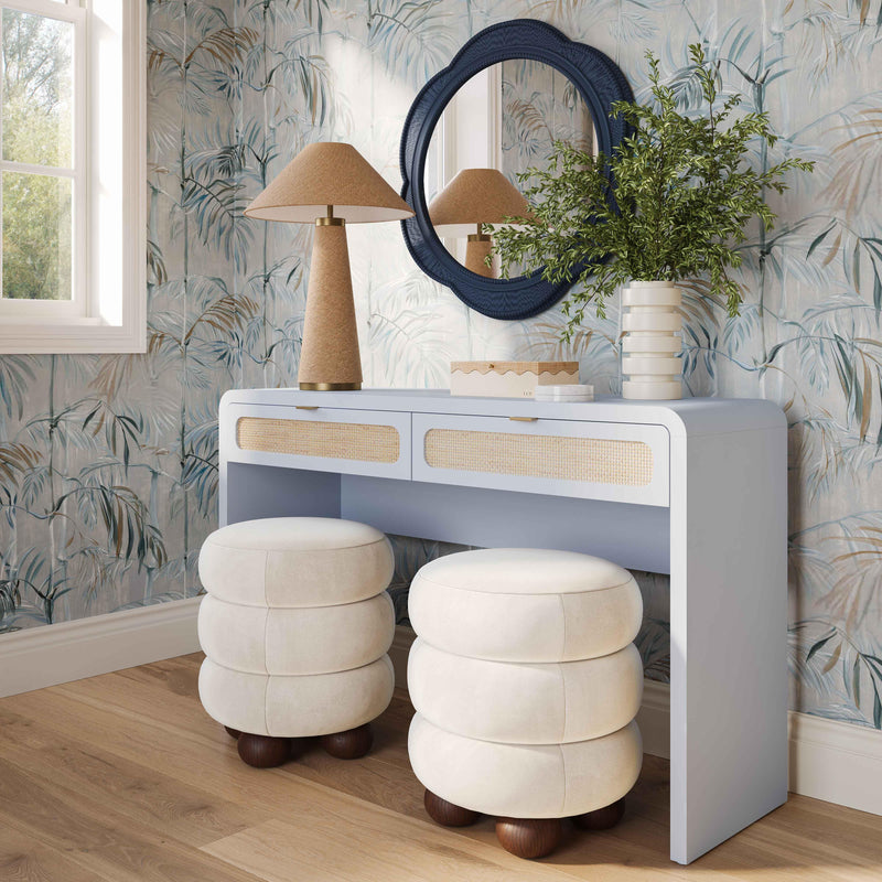 Patty 48" Rattan 2-Drawer Console Desk - Blue
