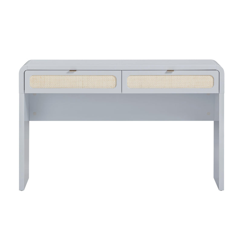 Patty 48" Rattan 2-Drawer Console Desk - Blue