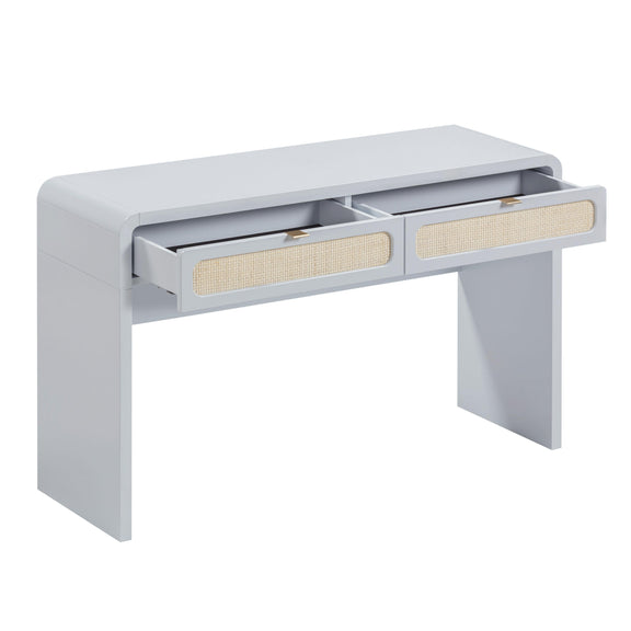 Patty 48" Rattan 2-Drawer Console Desk - Blue