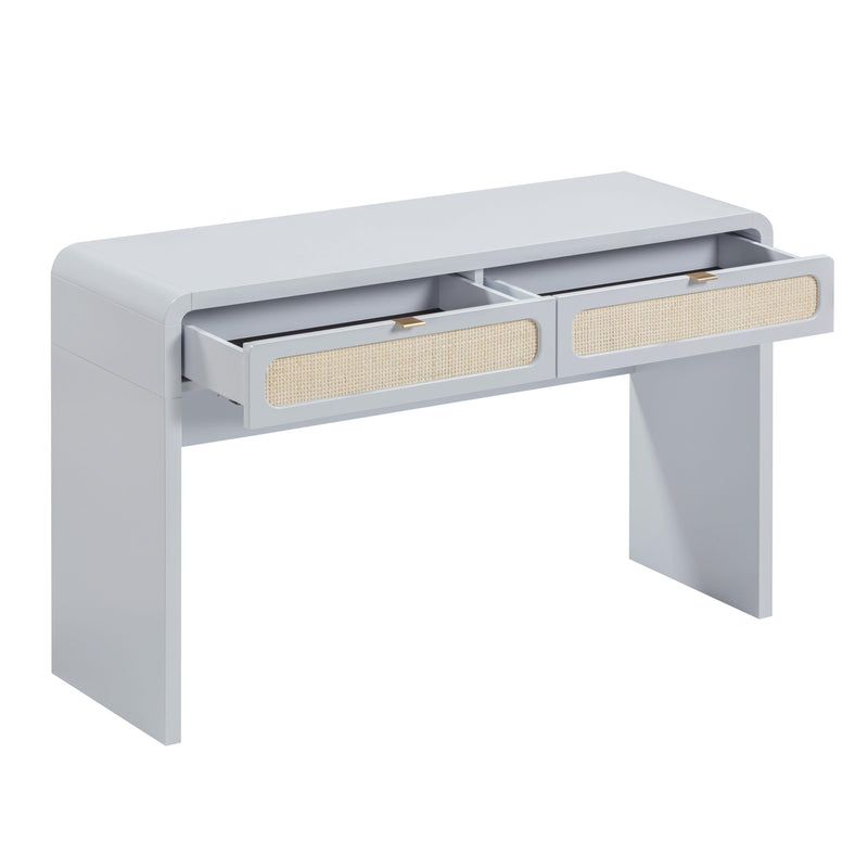 Patty 48" Rattan 2-Drawer Console Desk - Blue