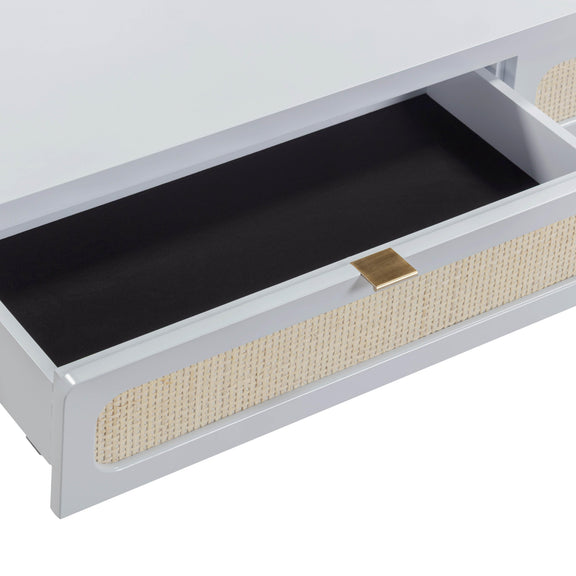Patty 48" Rattan 2-Drawer Console Desk - Blue