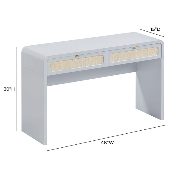 Patty 48" Rattan 2-Drawer Console Desk - Blue