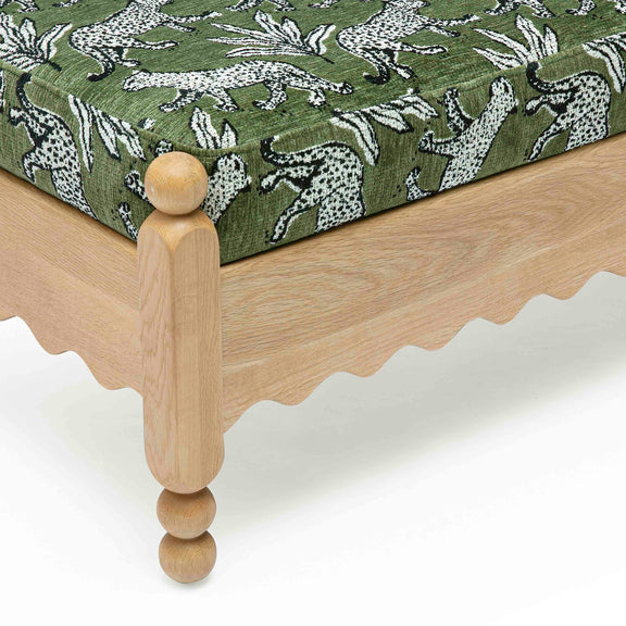 Thelma 56" Leopard Performance Jacquard Fabric Bench - Olive Green