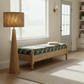 Thelma 56" Leopard Performance Jacquard Fabric Bench - Olive Green