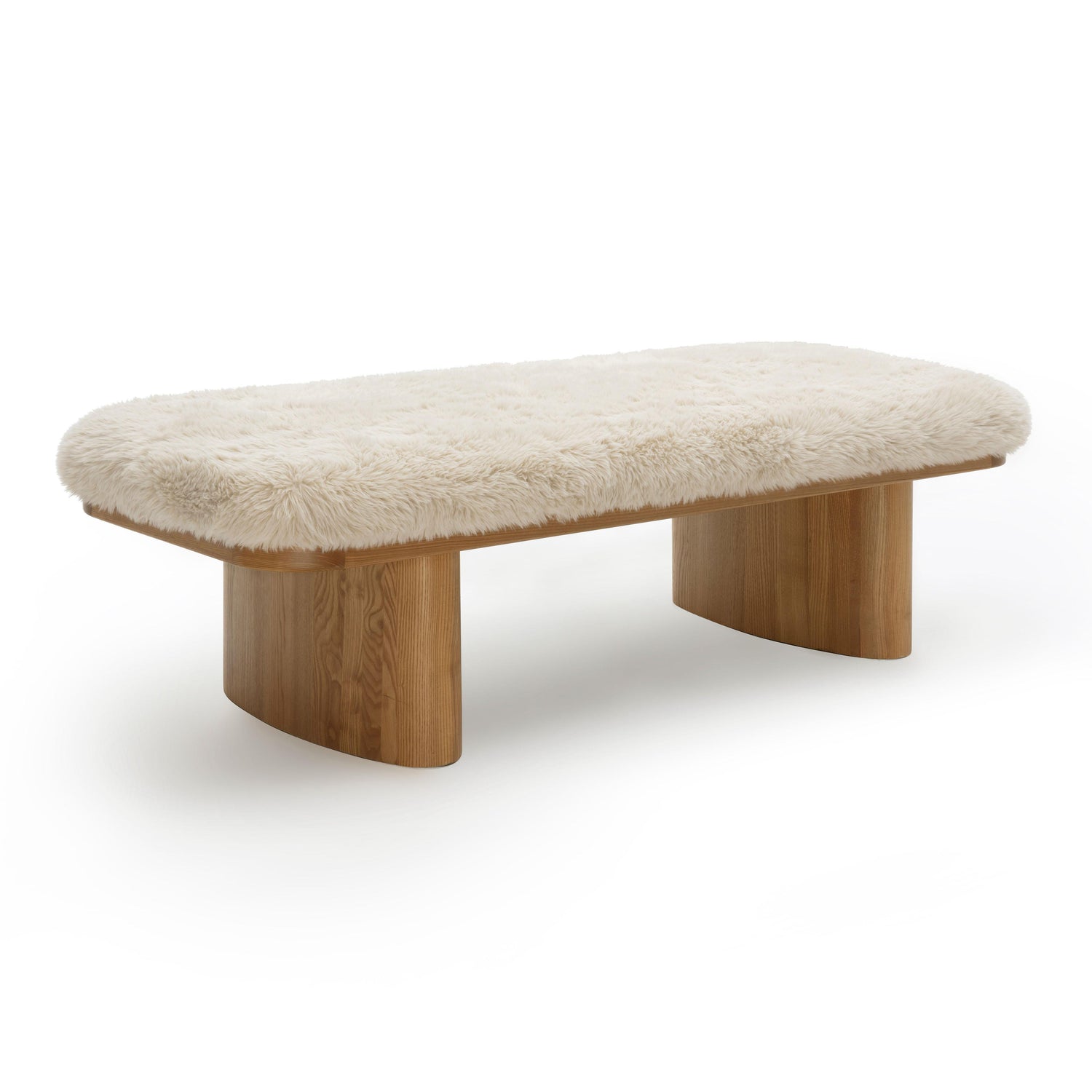 Ollie Natural Straight Vegan Shearling Large Bench
