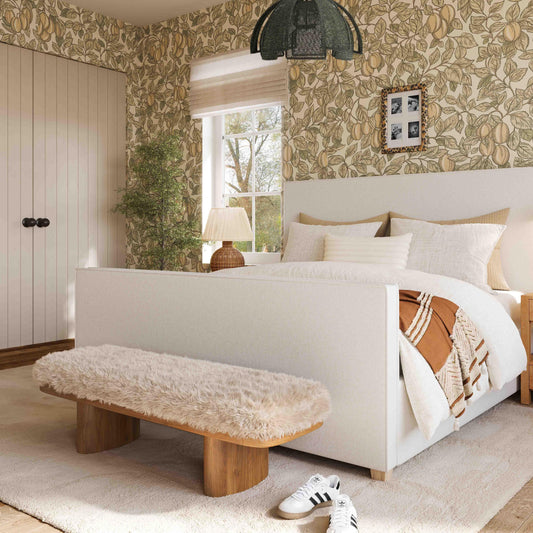 Ollie Natural Straight Vegan Shearling Large Bench