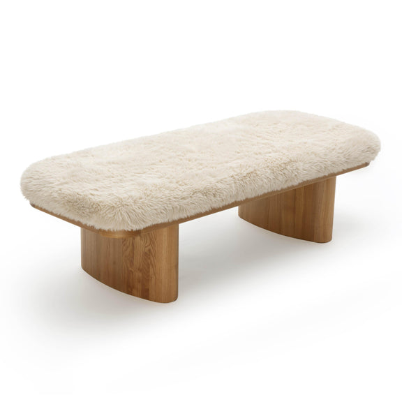 Ollie Natural Straight Vegan Shearling Large Bench