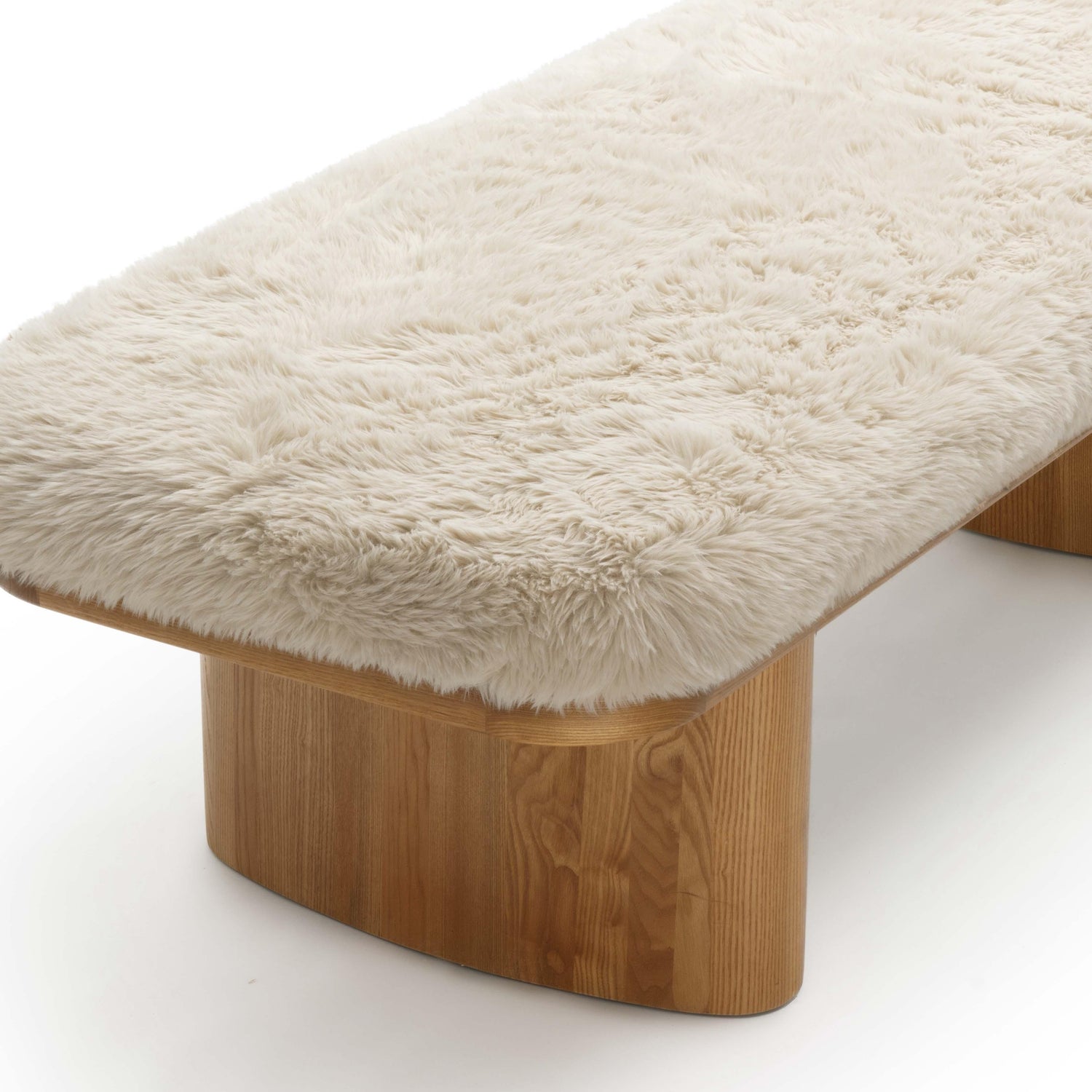 Ollie Natural Straight Vegan Shearling Large Bench