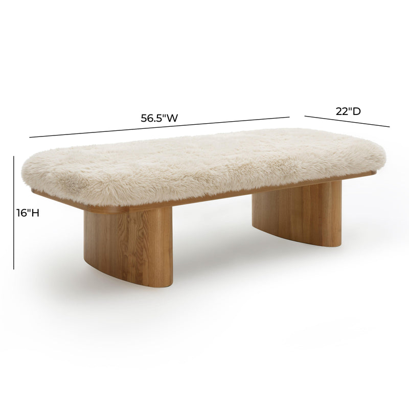 Ollie Natural Straight Vegan Shearling Large Bench