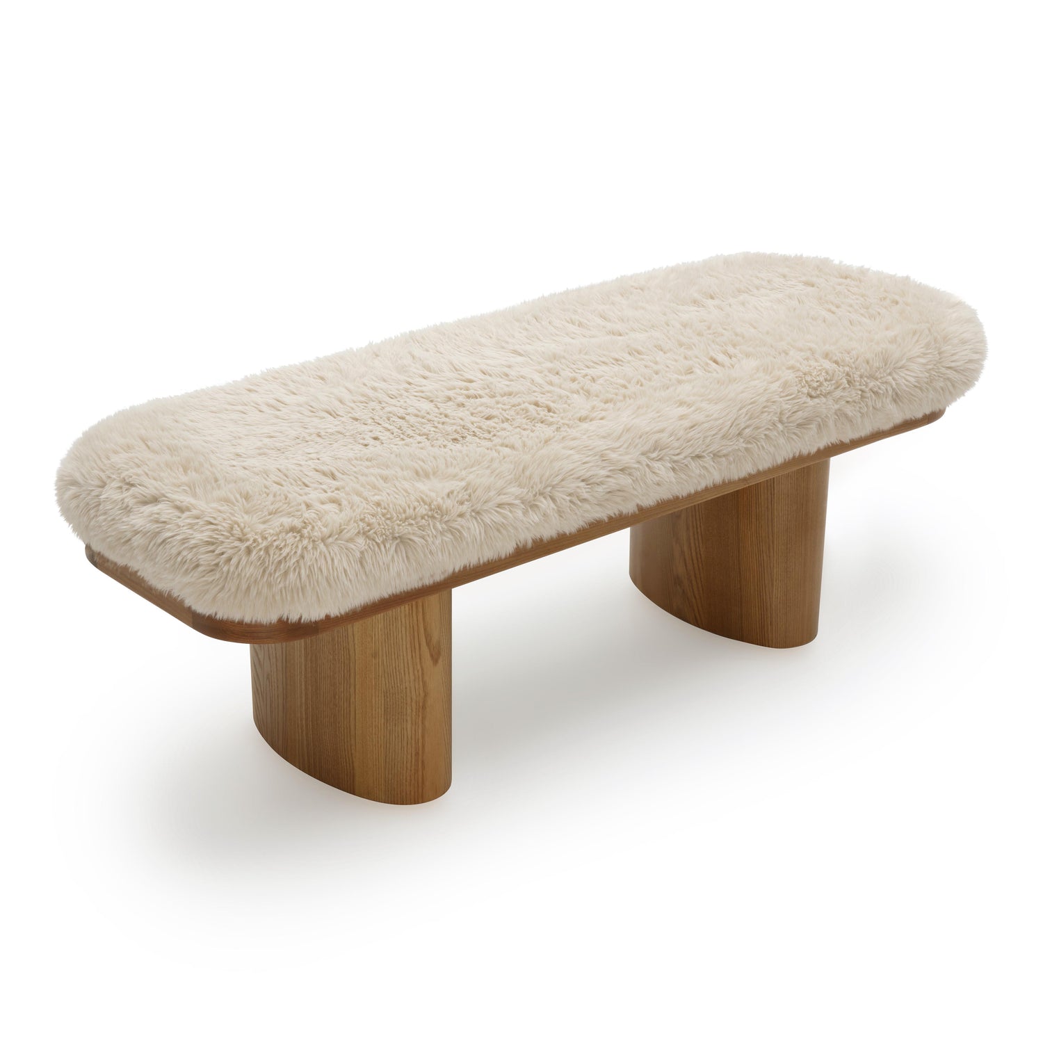 Ollie Natural Straight Vegan Shearling  Bench