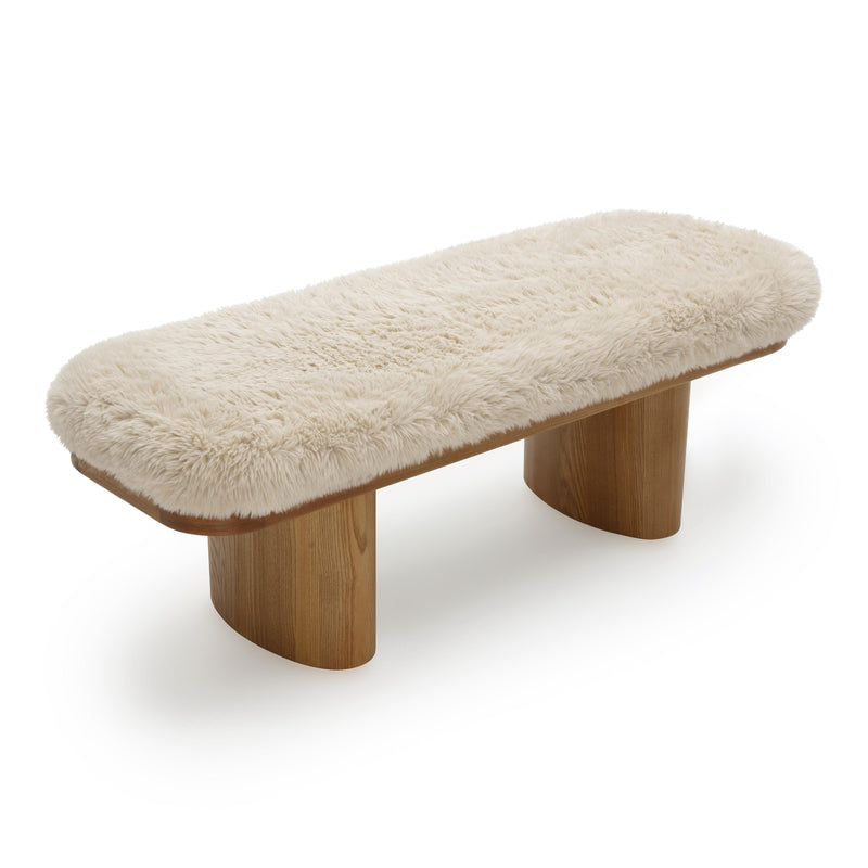 Ollie Natural Straight Vegan Shearling  Bench