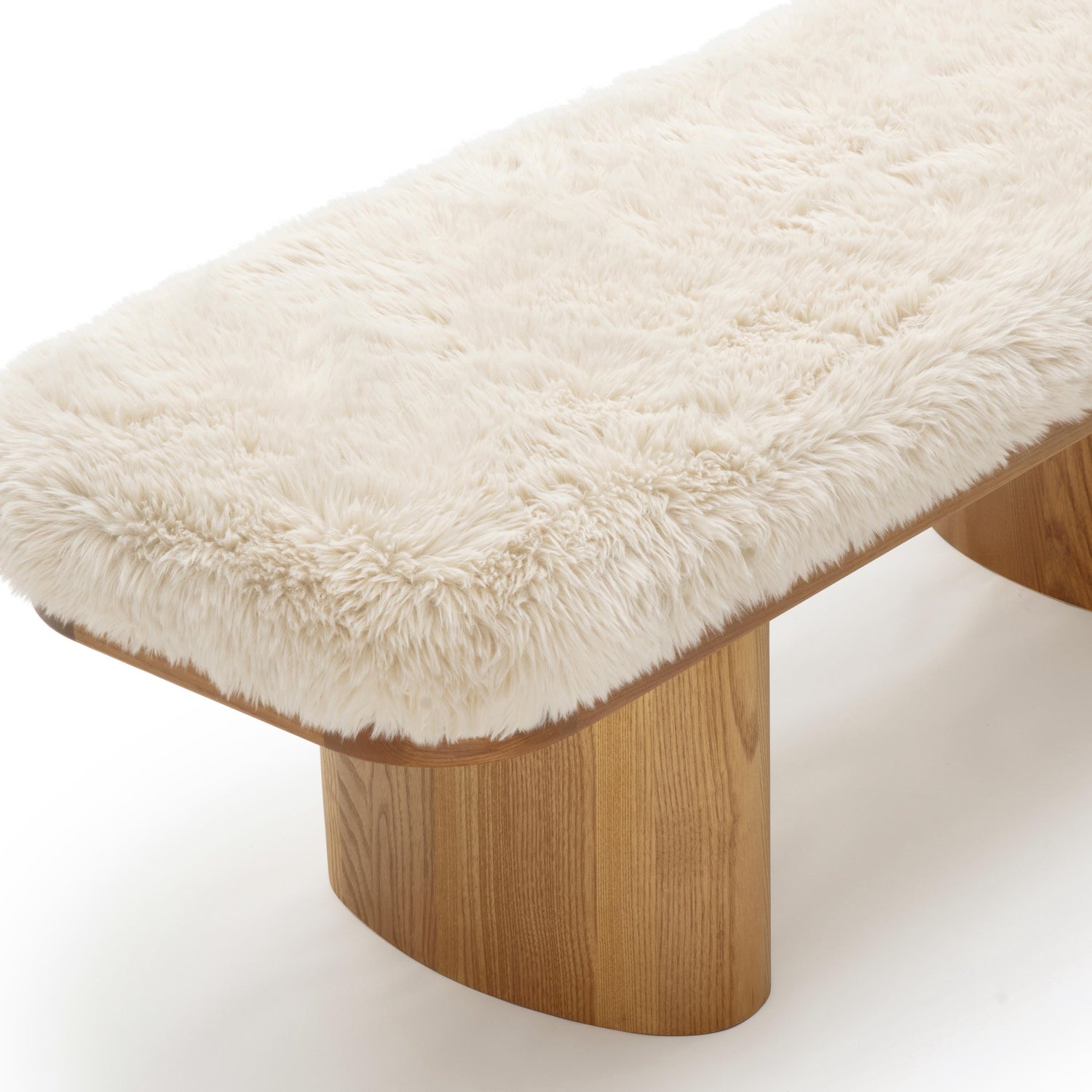 Ollie Natural Straight Vegan Shearling  Bench