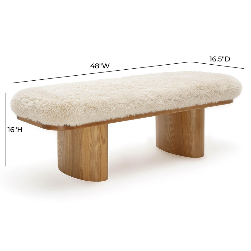 Ollie Natural Straight Vegan Shearling  Bench