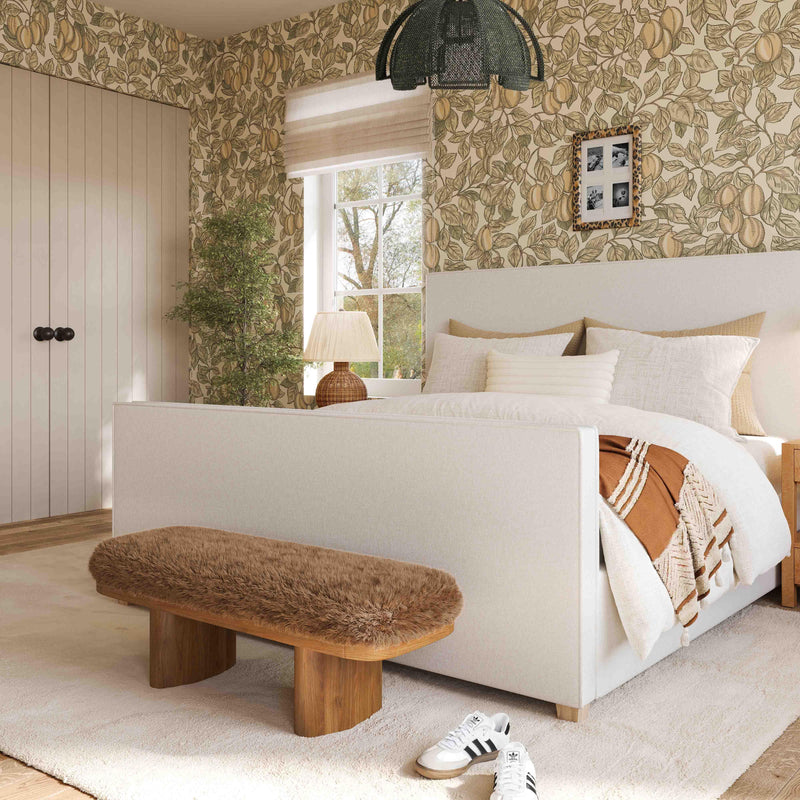 Ollie Taupe Straight Vegan Shearling Bench