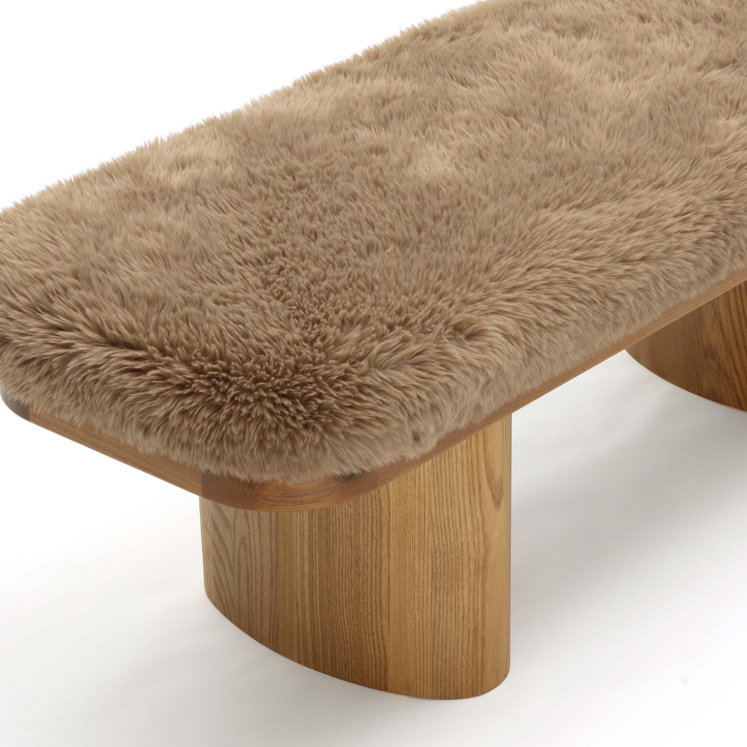 Ollie Taupe Straight Vegan Shearling Bench