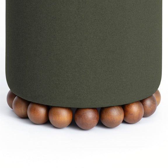Dex Performance Vegan Mohair Ottoman - Olive Green