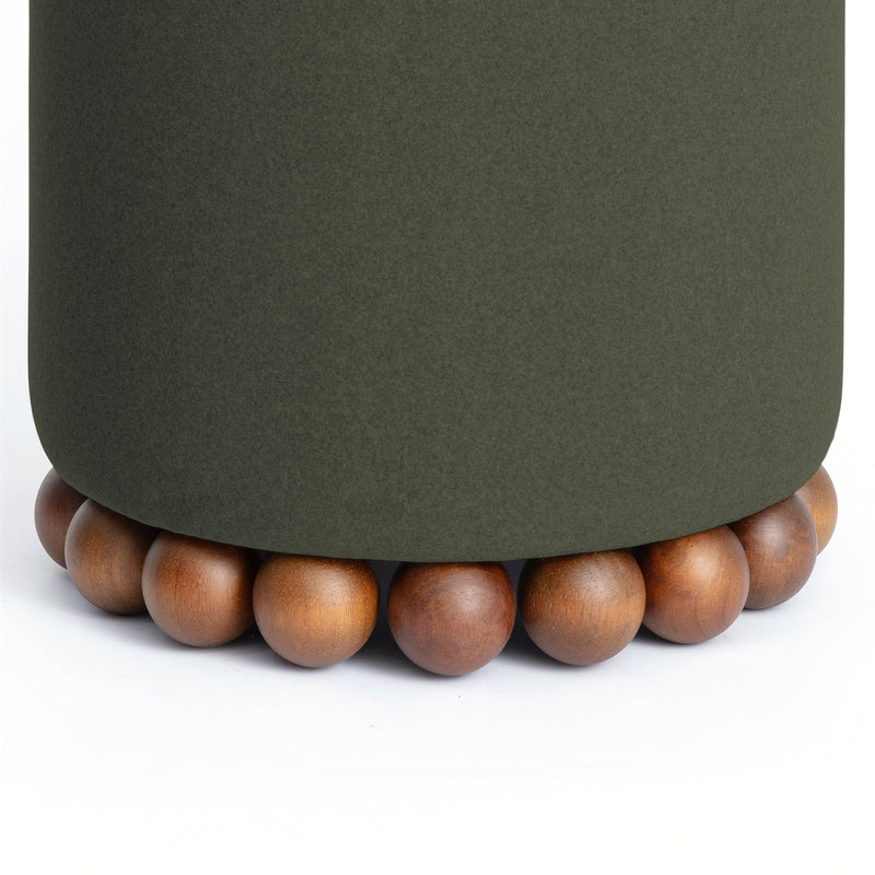 Dex Performance Vegan Mohair Ottoman - Olive Green