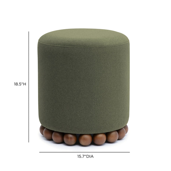 Dex Performance Vegan Mohair Ottoman - Olive Green
