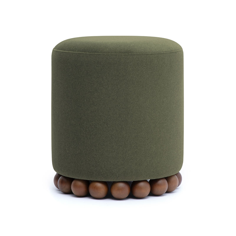 Dex Performance Vegan Mohair Ottoman - Olive Green