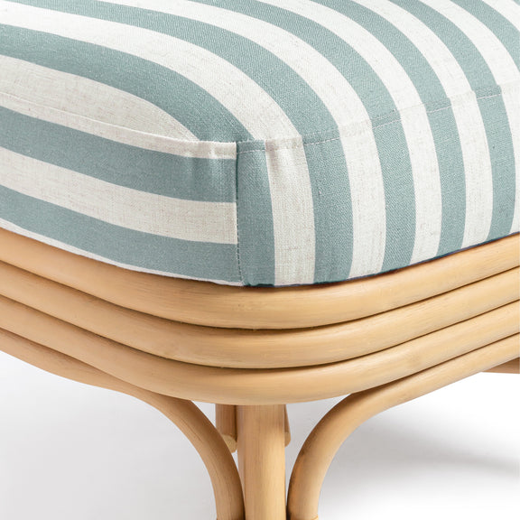 Dorine Striped Performance Linen &amp; Rattan Accent Chair - Mint Green