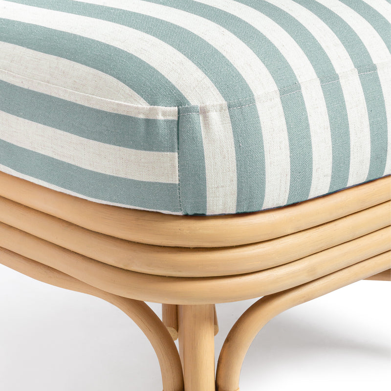 Dorine Striped Performance Linen &amp; Rattan Accent Chair - Mint Green