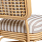 Dorine Striped Performance Linen &amp; Rattan Accent Chair - Khaki