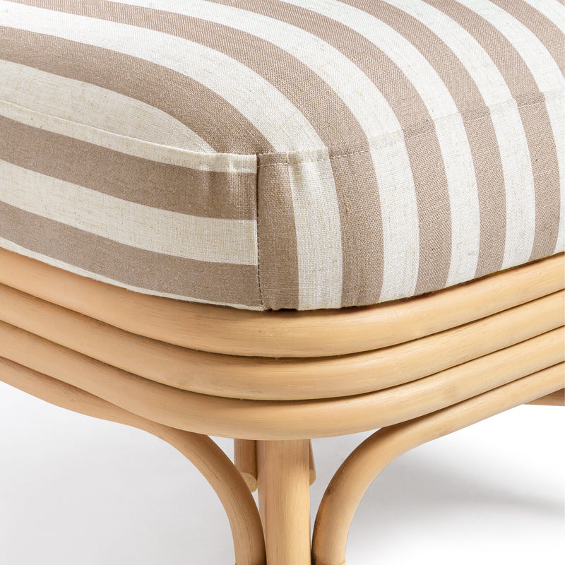 Dorine Striped Performance Linen &amp; Rattan Accent Chair - Khaki