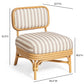 Dorine Striped Performance Linen &amp; Rattan Accent Chair - Khaki