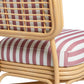 Dorine Striped Performance Linen &amp; Rattan Accent Chair - Cherry