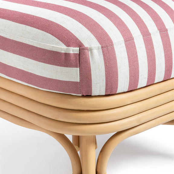 Dorine Striped Performance Linen &amp; Rattan Accent Chair - Cherry