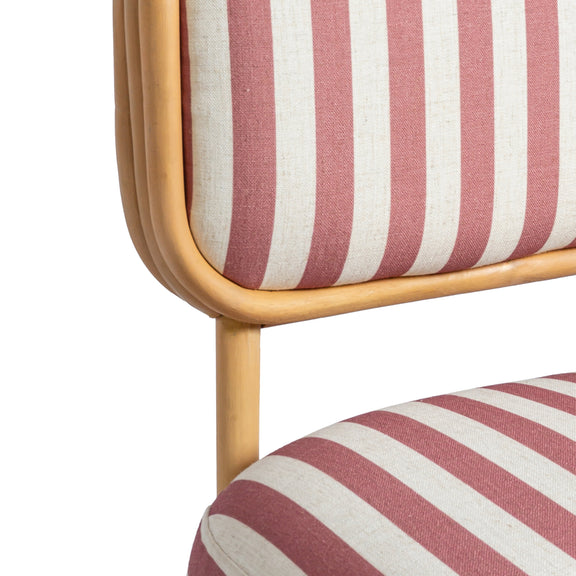 Dorine Striped Performance Linen &amp; Rattan Accent Chair - Cherry