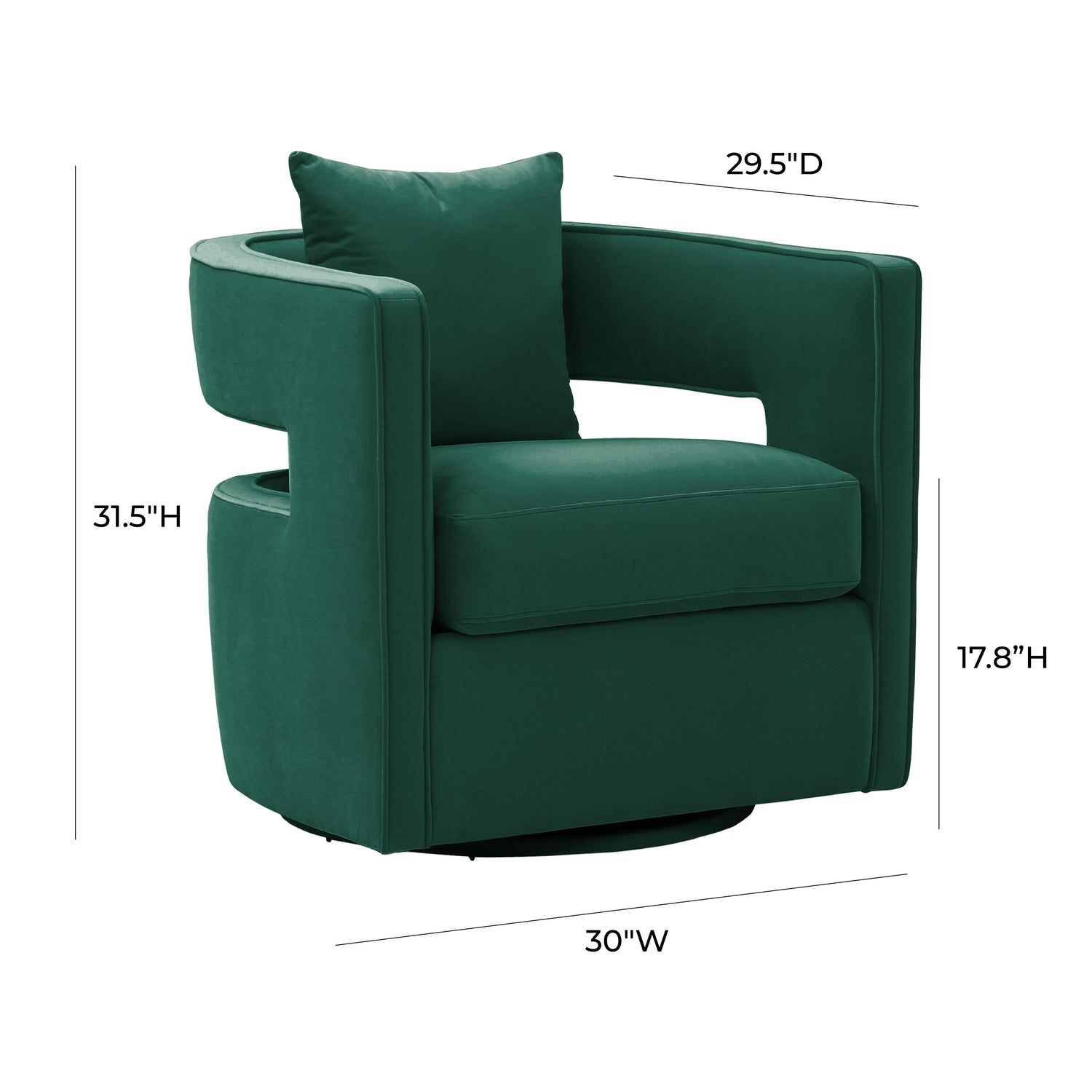 Kennedy Forest Green Velvet Swivel Chair