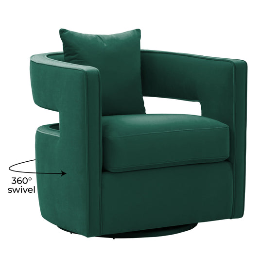 Kennedy Forest Green Velvet Swivel Chair