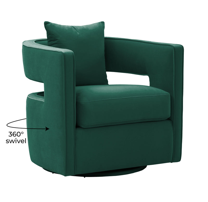 Kennedy Forest Green Velvet Swivel Chair