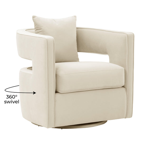 Kennedy Cream Velvet Swivel Chair