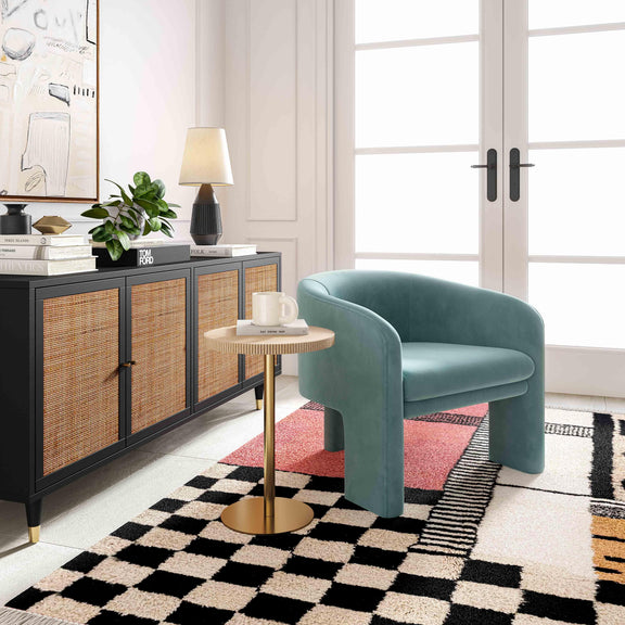 Marla Performance Velvet Accent Chair - Sea Blue