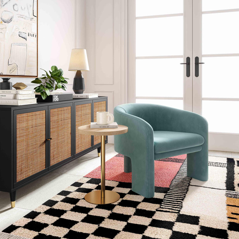 Marla Performance Velvet Accent Chair - Sea Blue