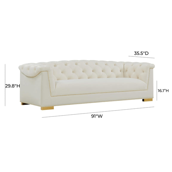 Farah Cream Velvet Sofa