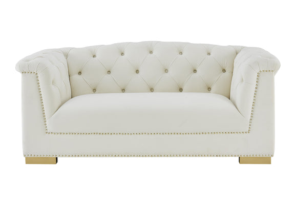 Farah Cream Velvet Loveseat