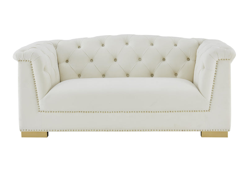 Farah Cream Velvet Loveseat