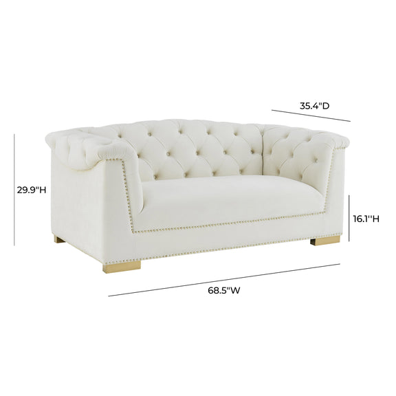 Farah Cream Velvet Loveseat