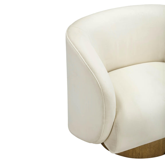 Presley Cream Velvet Swivel Accent Chair