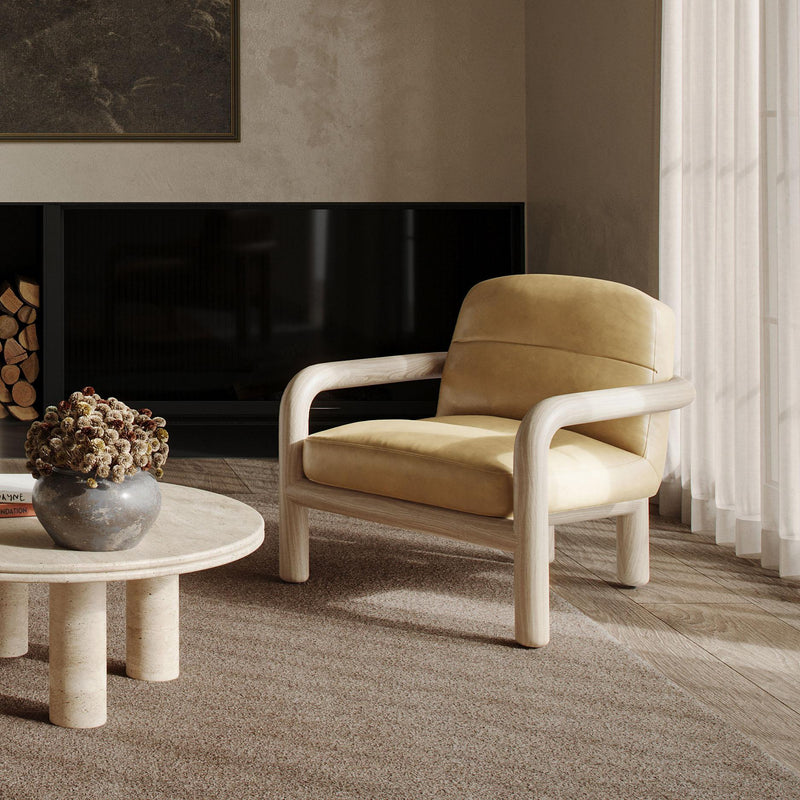 Bekah Tan Genuine Leather Accent Chair