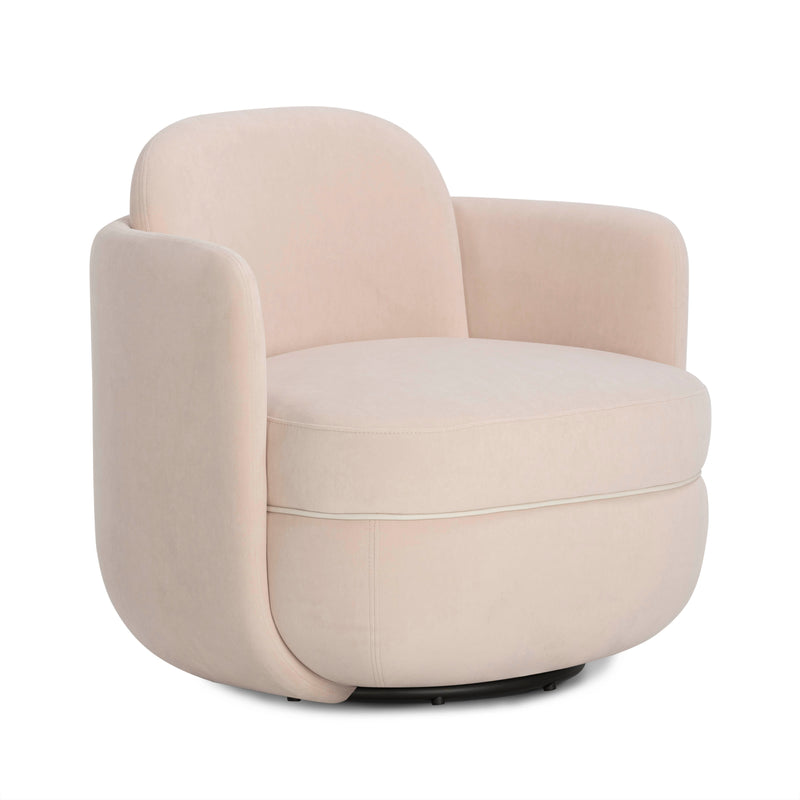 Wolfie Light Blush Velvet Swivel Chair
