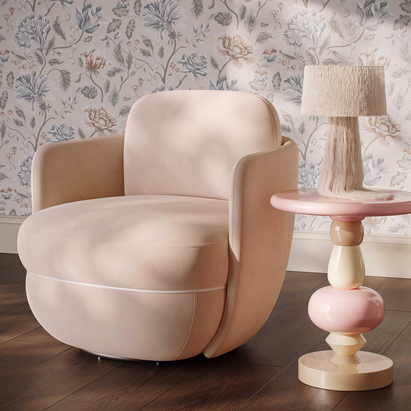 Wolfie Light Blush Velvet Swivel Chair