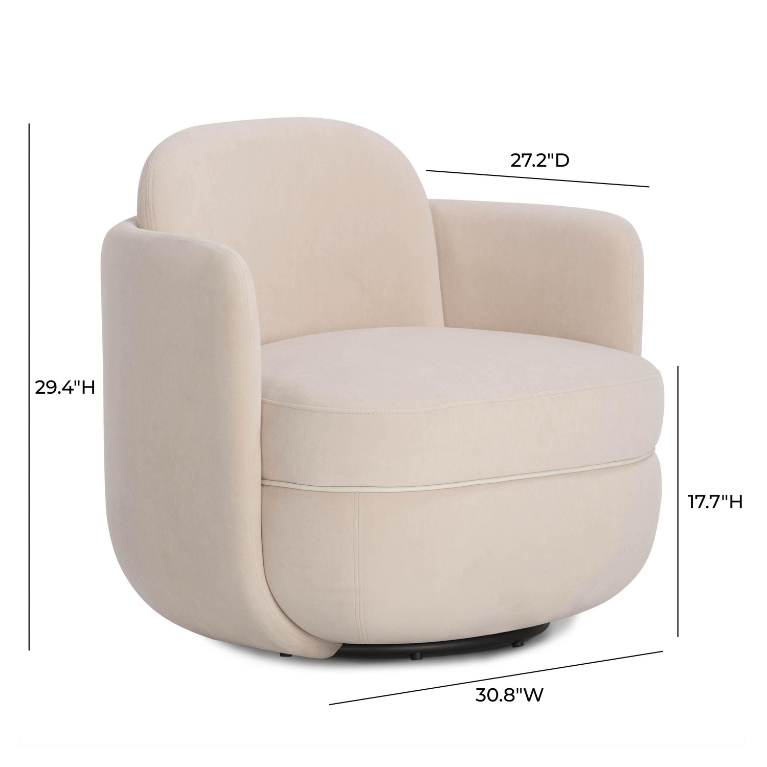 Wolfie Light Blush Velvet Swivel Chair