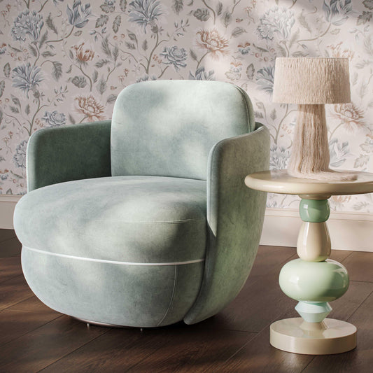 Wolfie Mint Green Velvet Swivel Chair