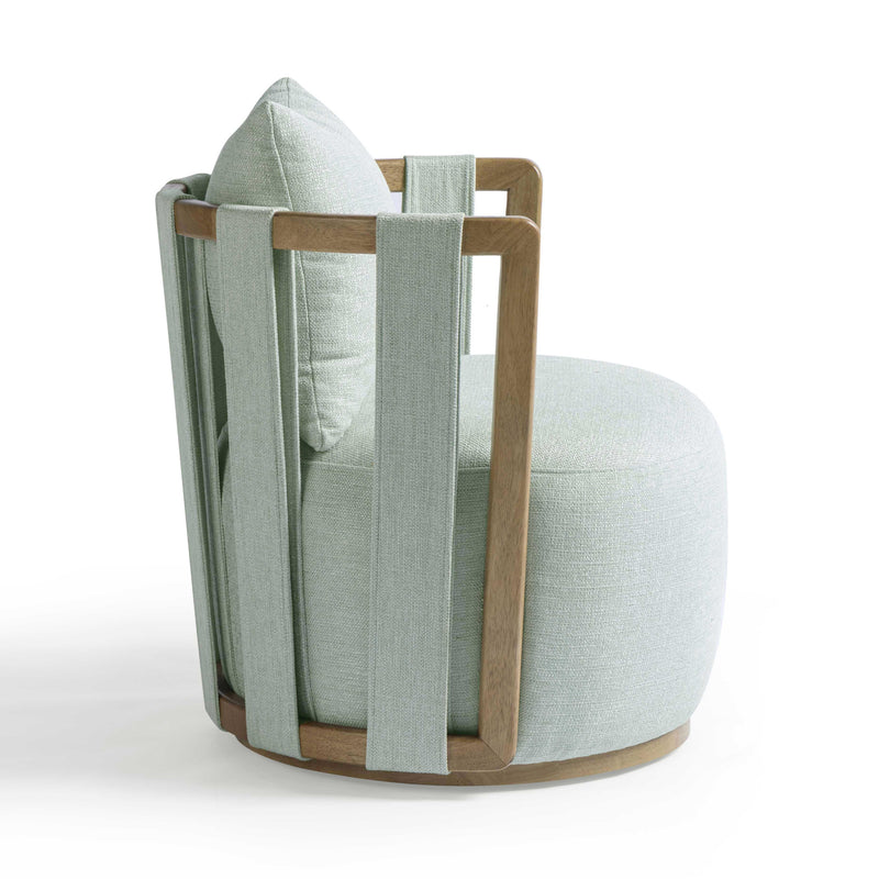 Paolo Mint Green Textured Weave Swivel Chair