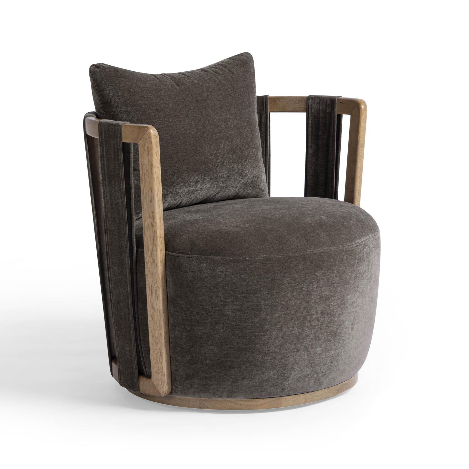 Paolo Chocolate Brown Upcycled Fabric Swivel Chair