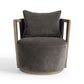 Paolo Chocolate Brown Upcycled Fabric Swivel Chair